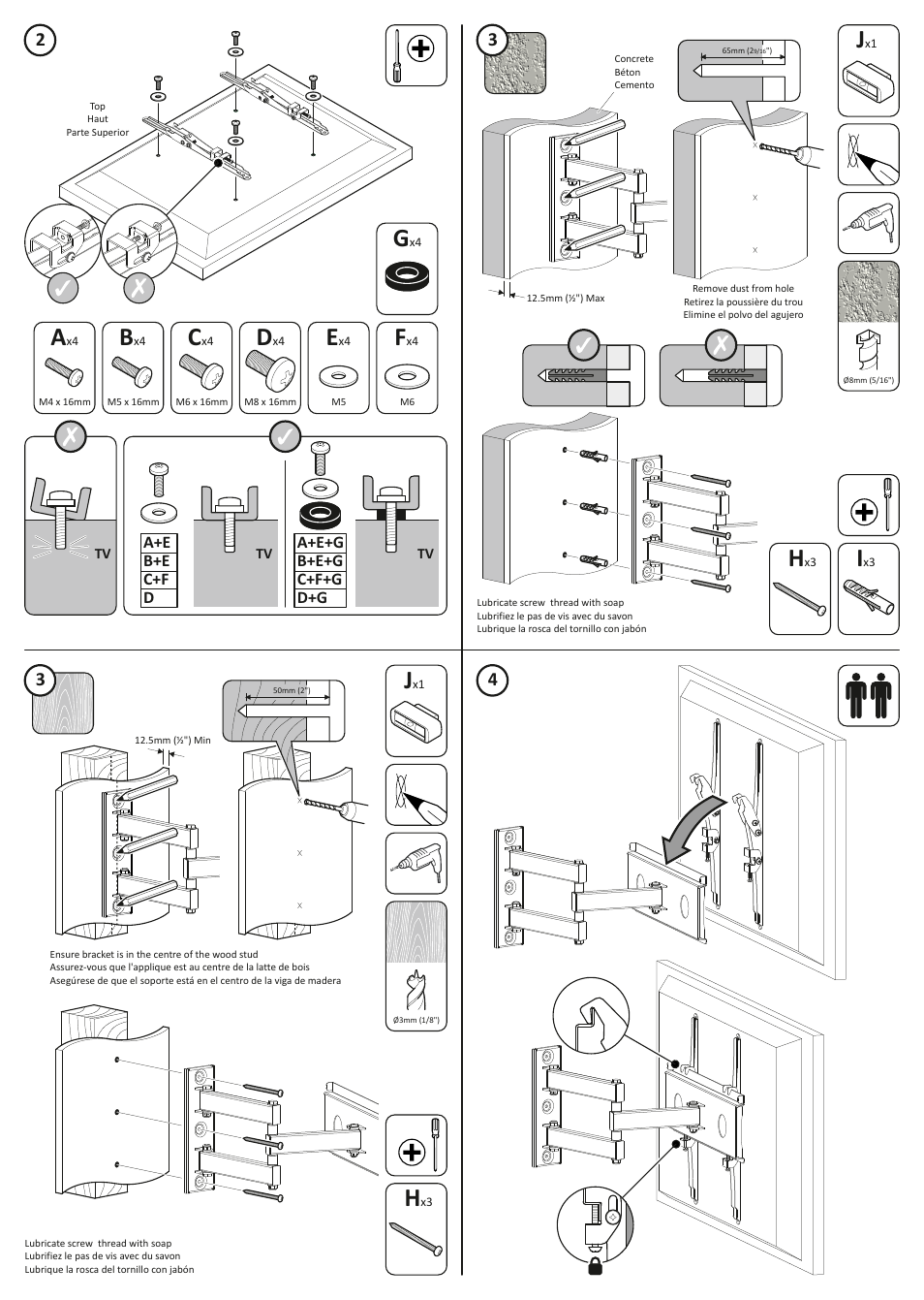 AVF Group PWL440: TV Wall Mount User Manual | Page 2 / 2