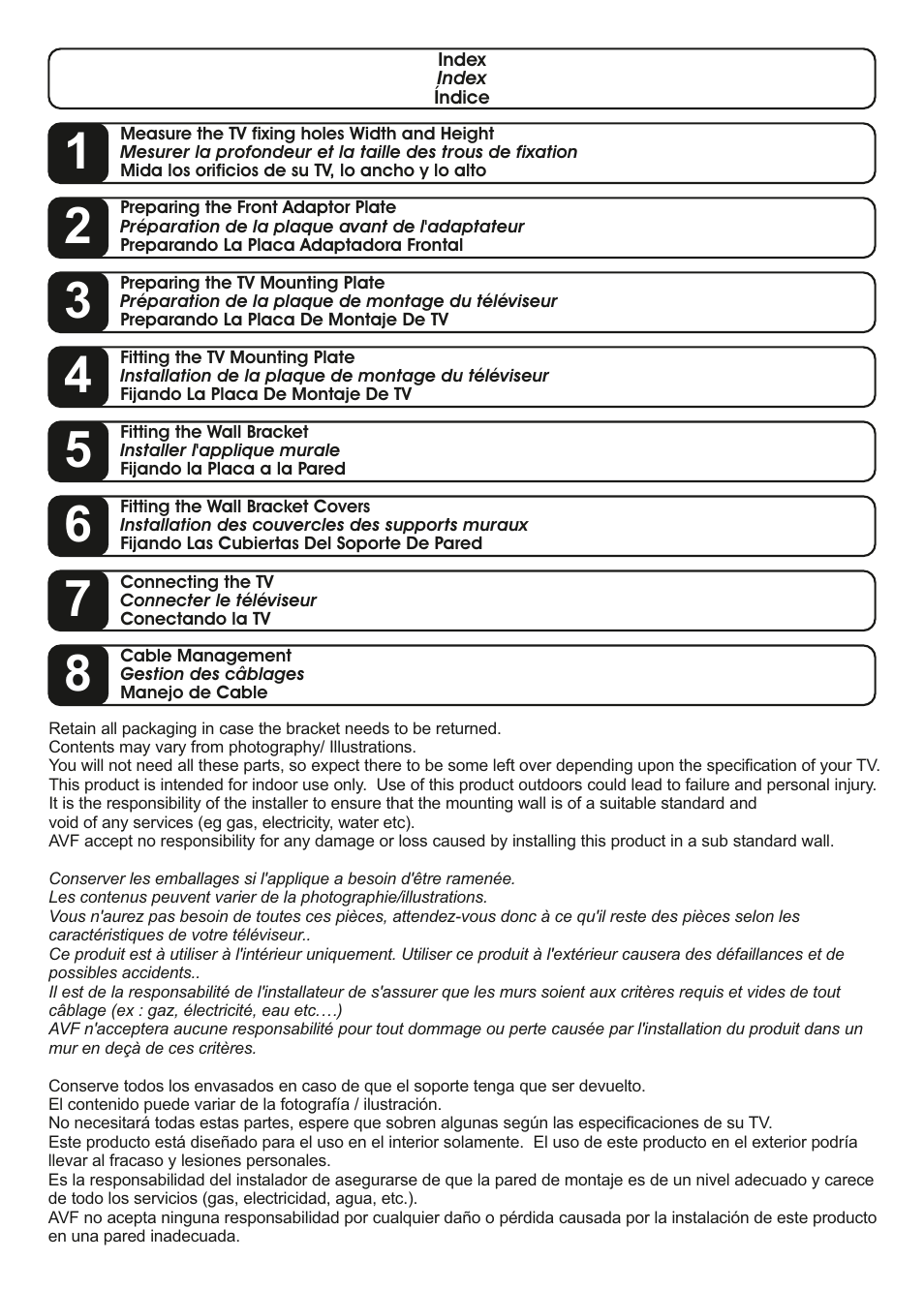 AVF Group ZNL454: TV Wall Mount User Manual | Page 3 / 16