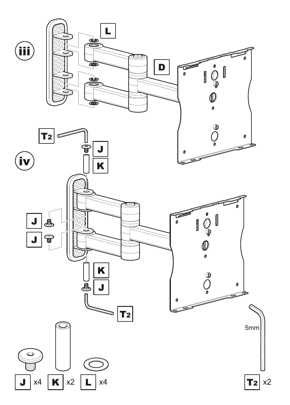 Iii iv | AVF Group YUL404: TV Mount User Manual | Page 15 / 16