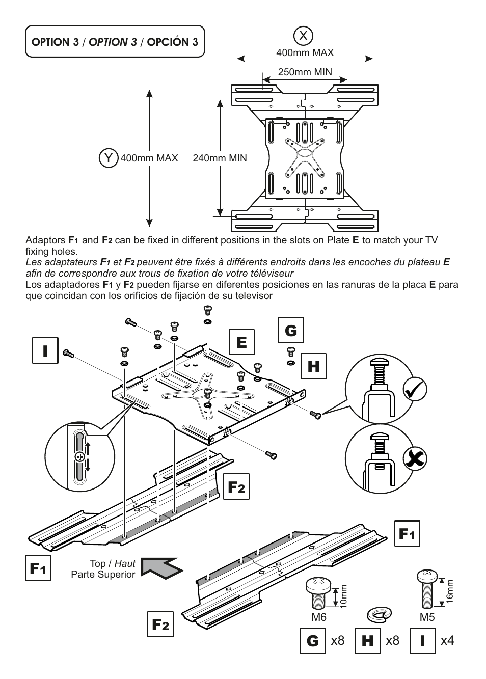 Ie f | AVF Group YUL404: TV Mount User Manual | Page 9 / 16