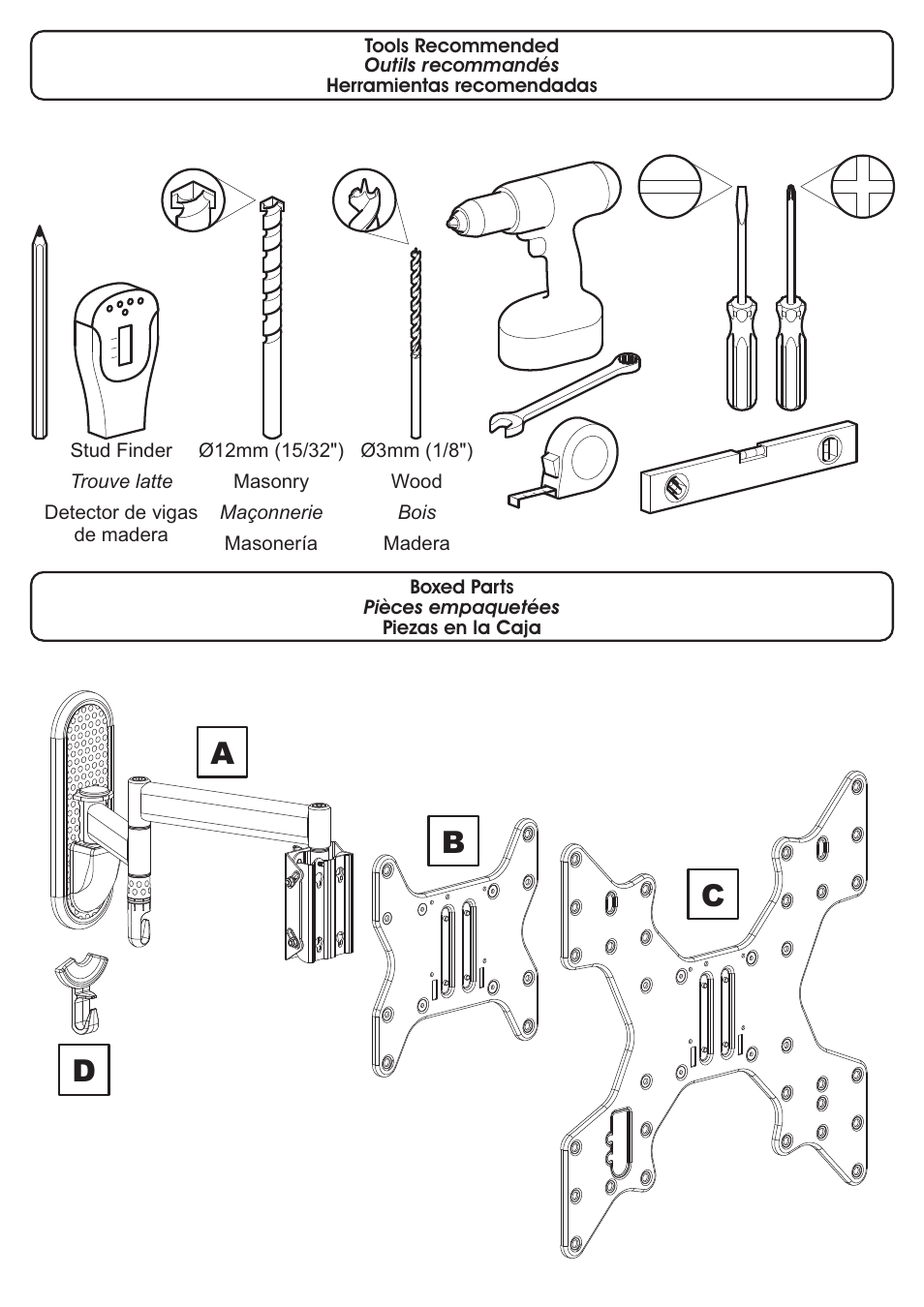 Bd a c | AVF Group ZL4704: LED/LCD TV Wall Mount User Manual | Page 4 / 12