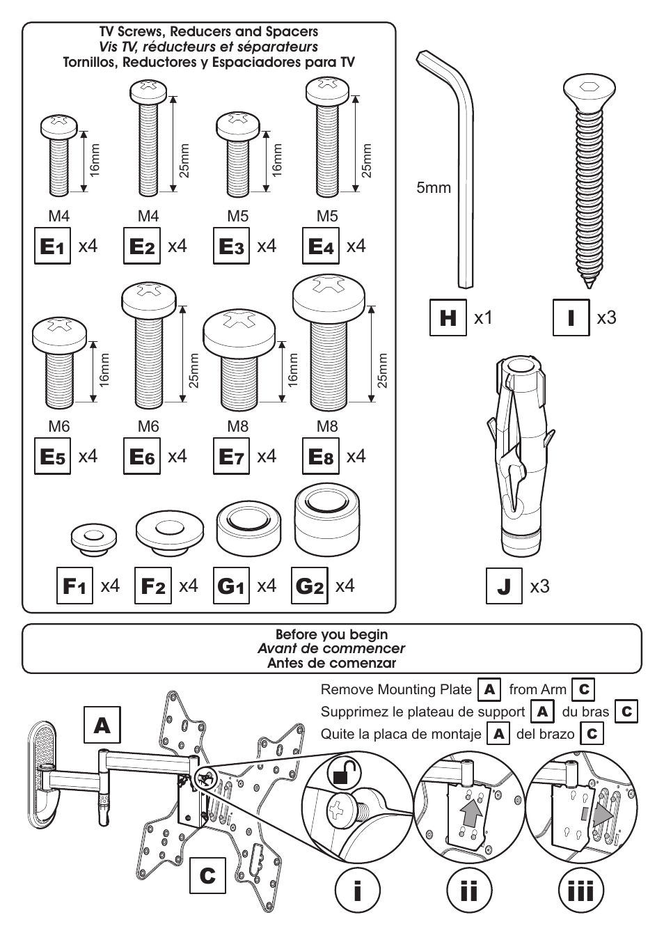 Ii iii i | AVF Group ZL4704: LED/LCD TV Wall Mount User Manual | Page 5 / 12