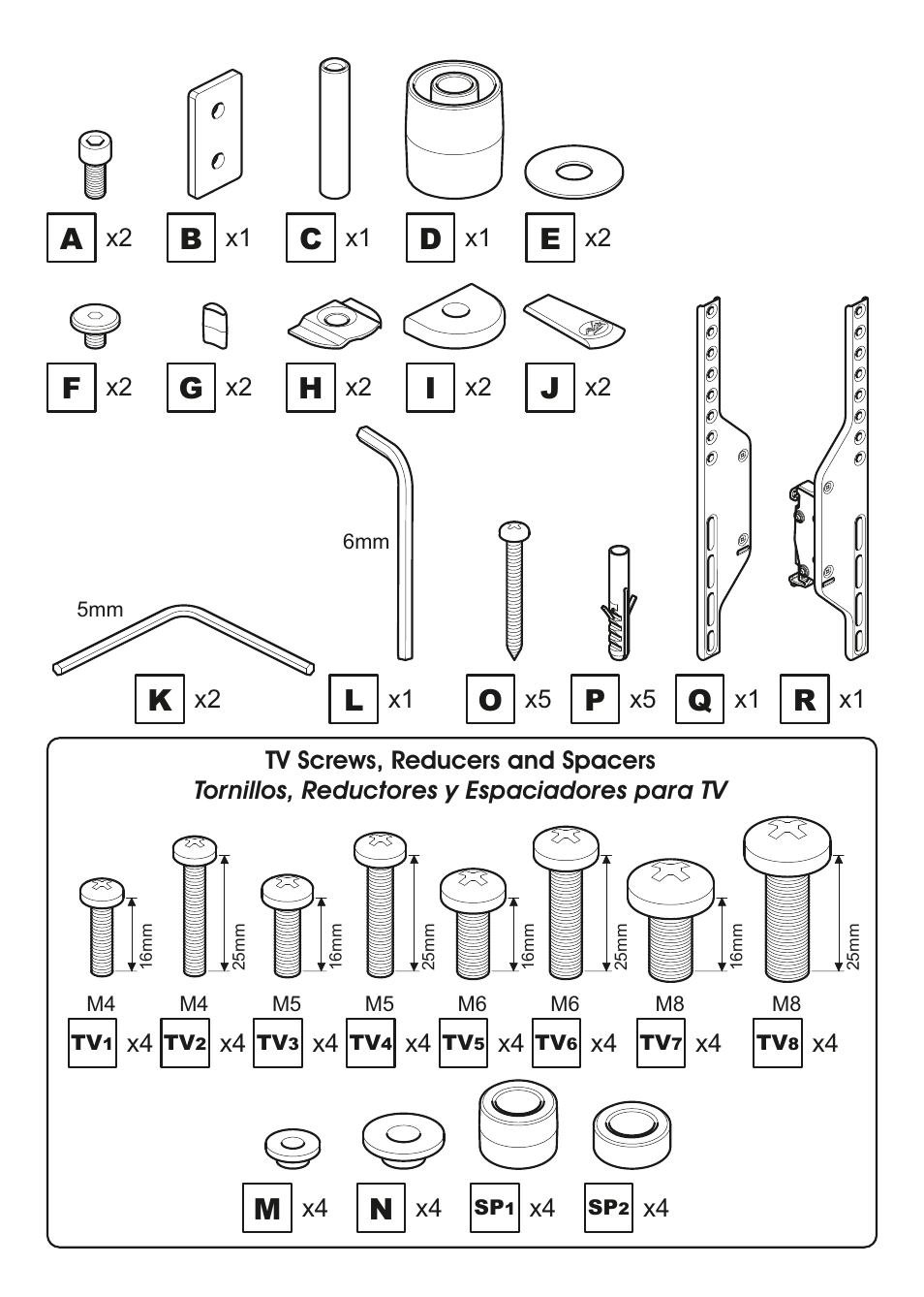 AVF Group ESL822B: Flat Panel TV Mount with AV Shelving User Manual | Page 3 / 16