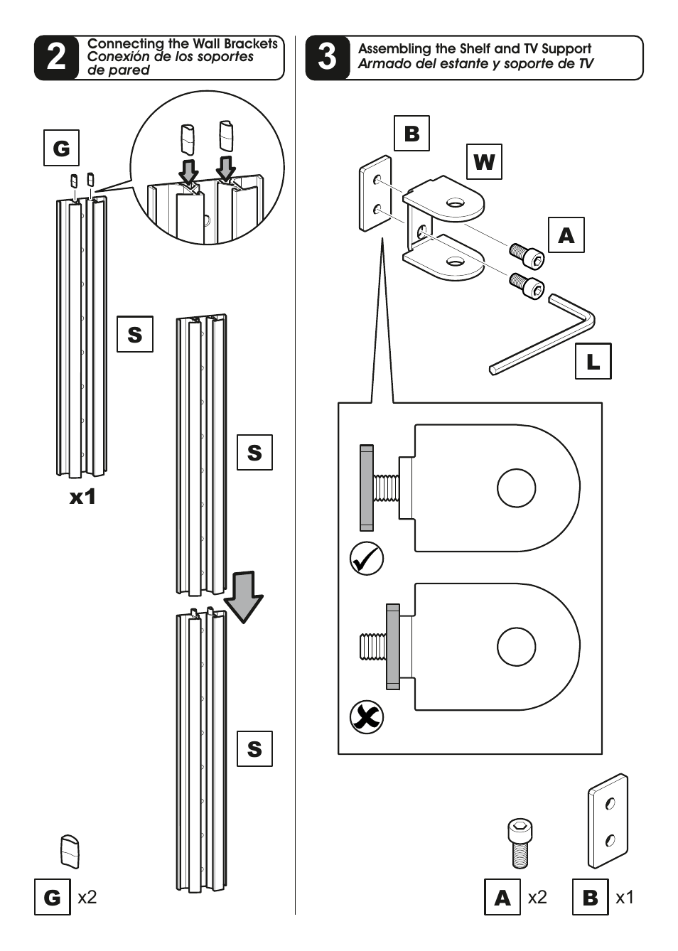 AVF Group ESL822B: Flat Panel TV Mount with AV Shelving User Manual | Page 5 / 16