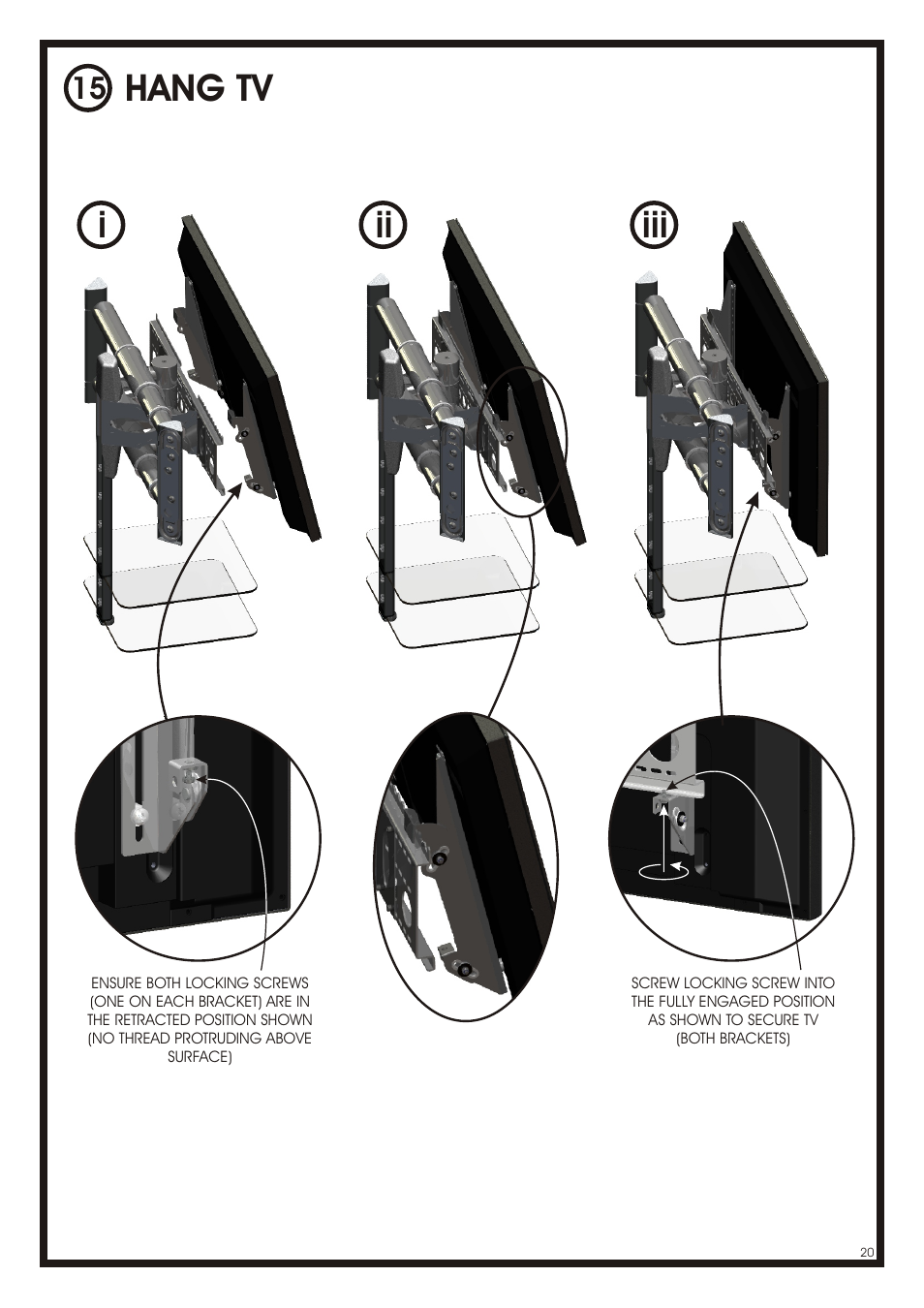 Hang tv, Ii iii i | AVF Group NXL4502PB: Cornermount User Manual | Page 20 / 24