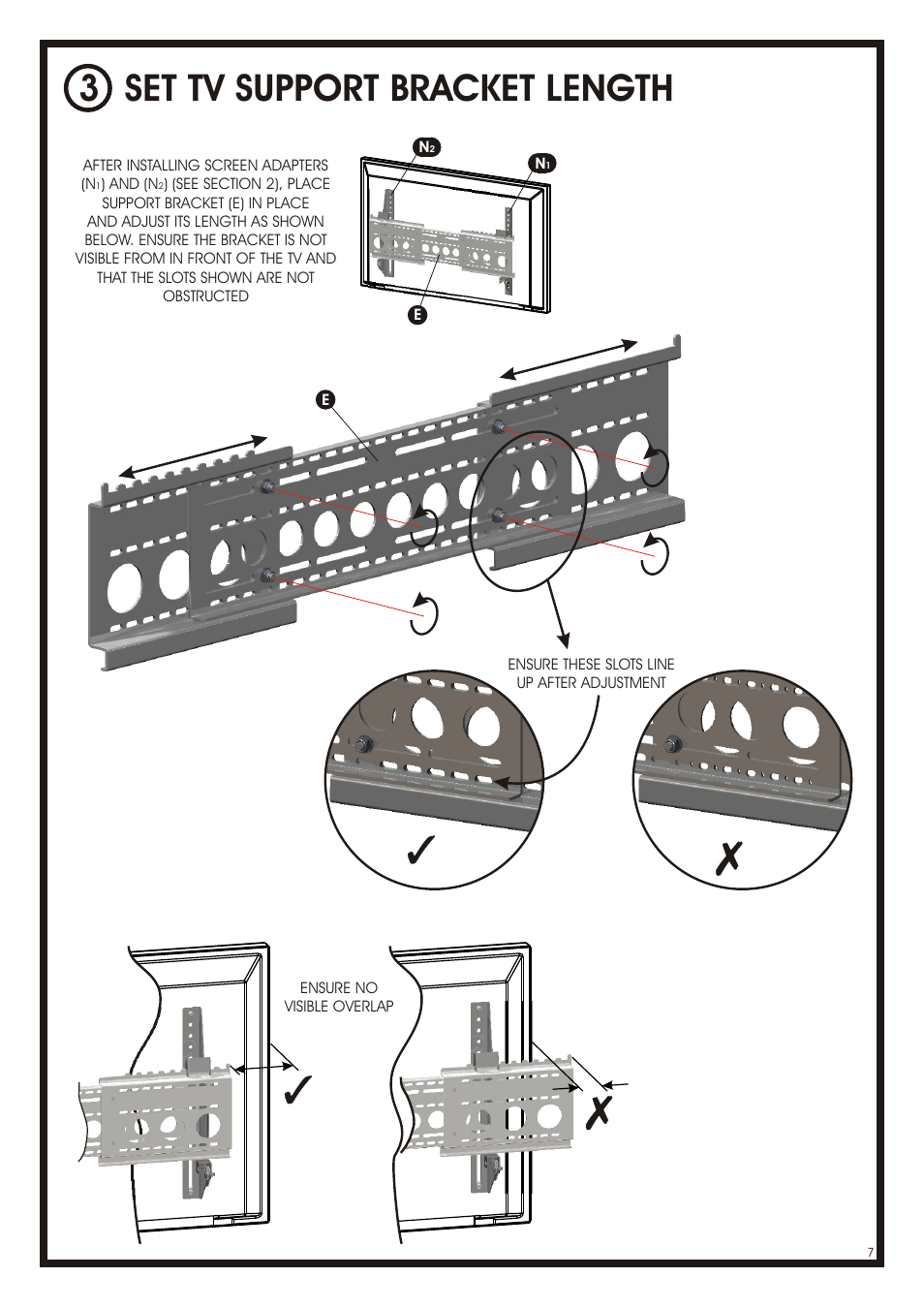 Set tv support bracket length 3 | AVF Group NXL4502PB: Cornermount User Manual | Page 7 / 24