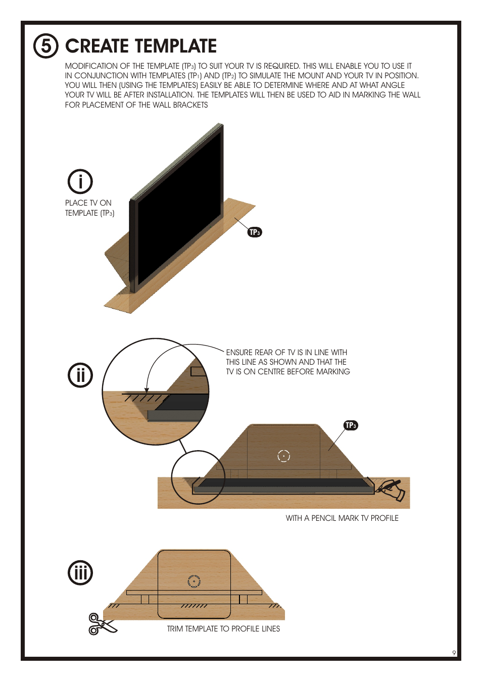 Create template 5, Ii iii i | AVF Group NXL4502PB: Cornermount User Manual | Page 9 / 24