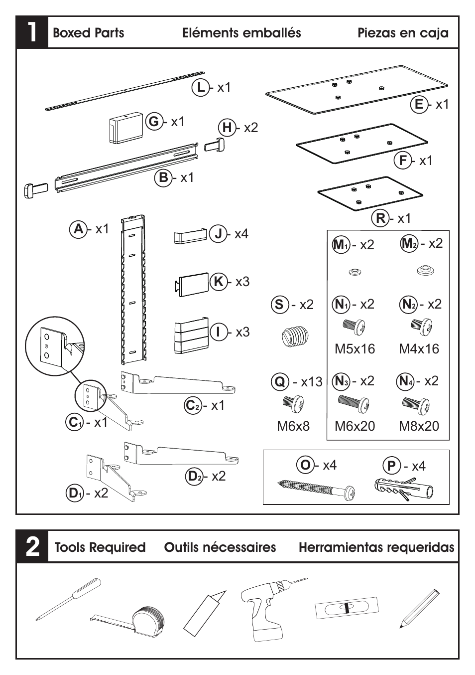 AVF Group US963PB: Wall Mounted Glass Shelving System User Manual | Page 2 / 9