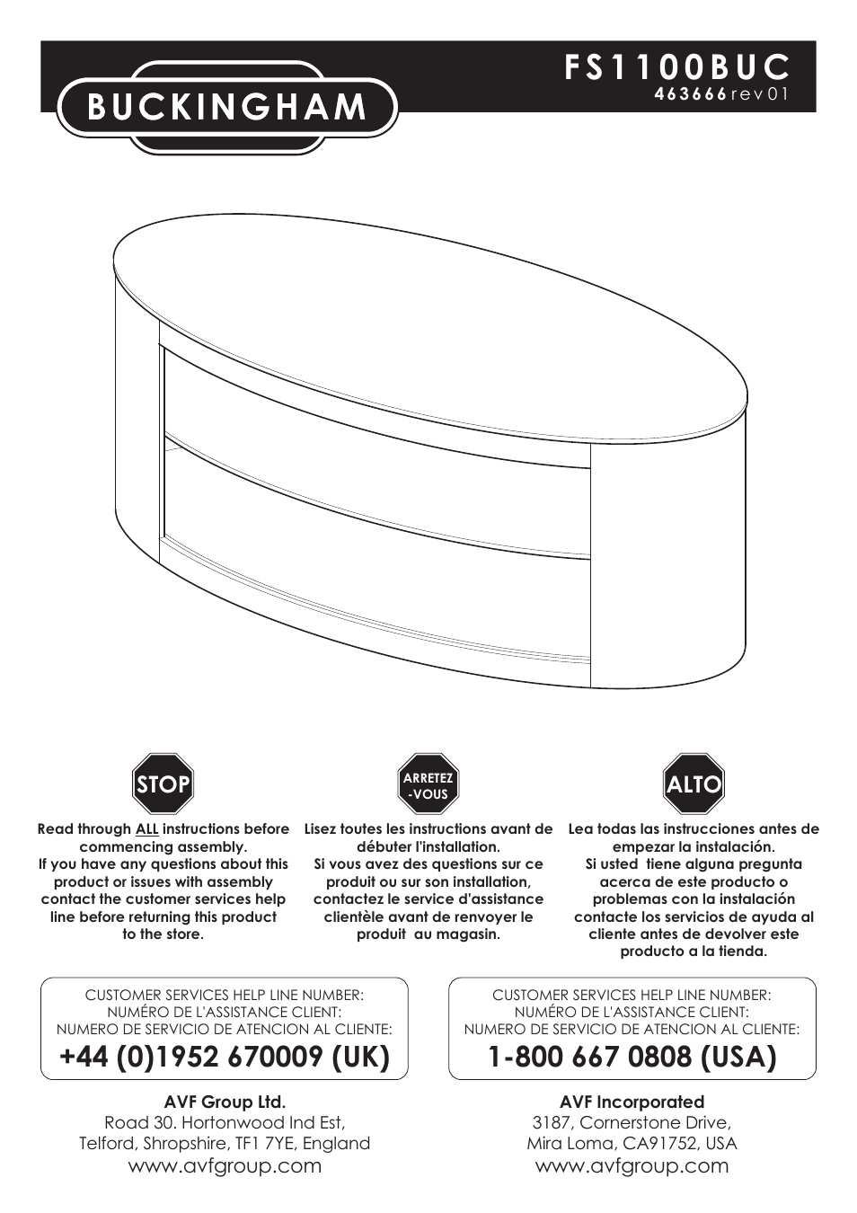 AVF Group FS1100BUCO: Buckingham User Manual | 8 pages