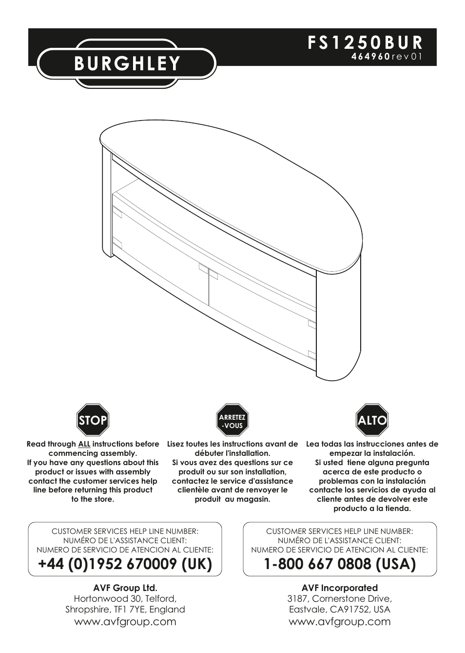 AVF Group FS1250BURGW: Burghley User Manual | 8 pages