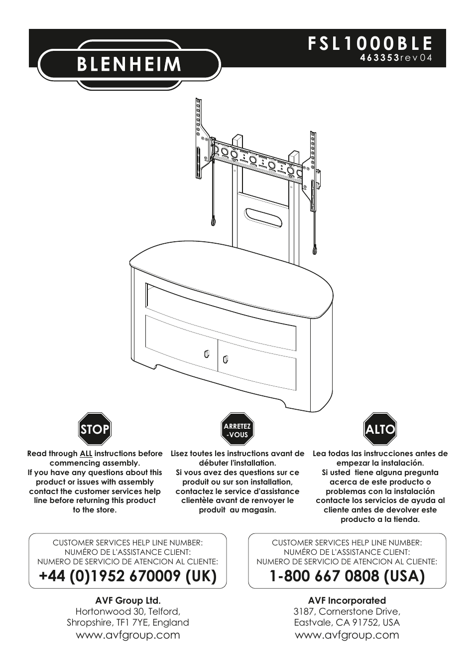 AVF Group FSL1000BLEO: Blenheim User Manual | 12 pages