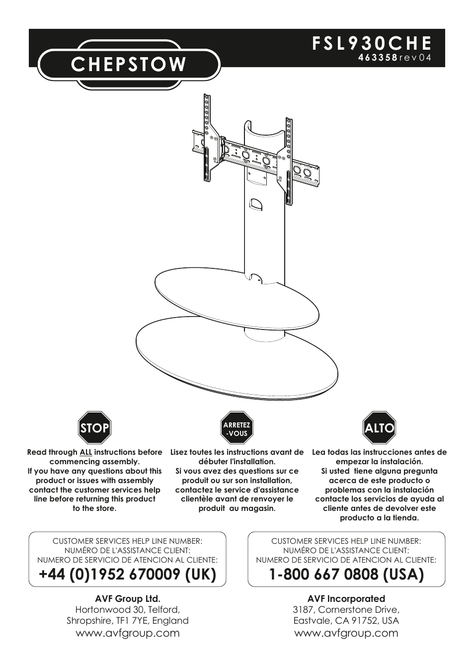 AVF Group FSL930CHEO: Chepstow User Manual | 8 pages