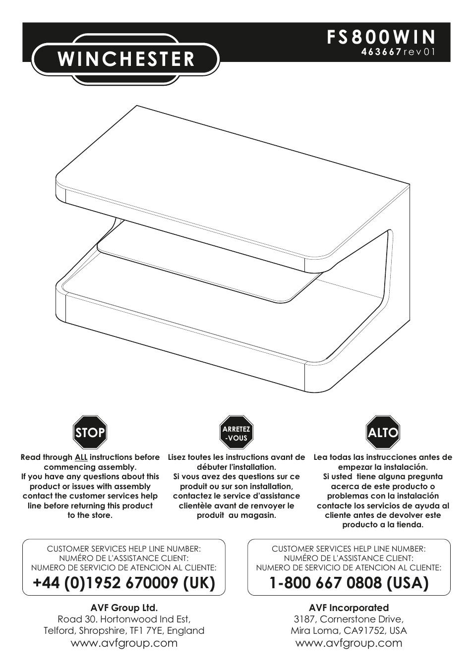 AVF Group FS800WINO: Winchester User Manual | 8 pages