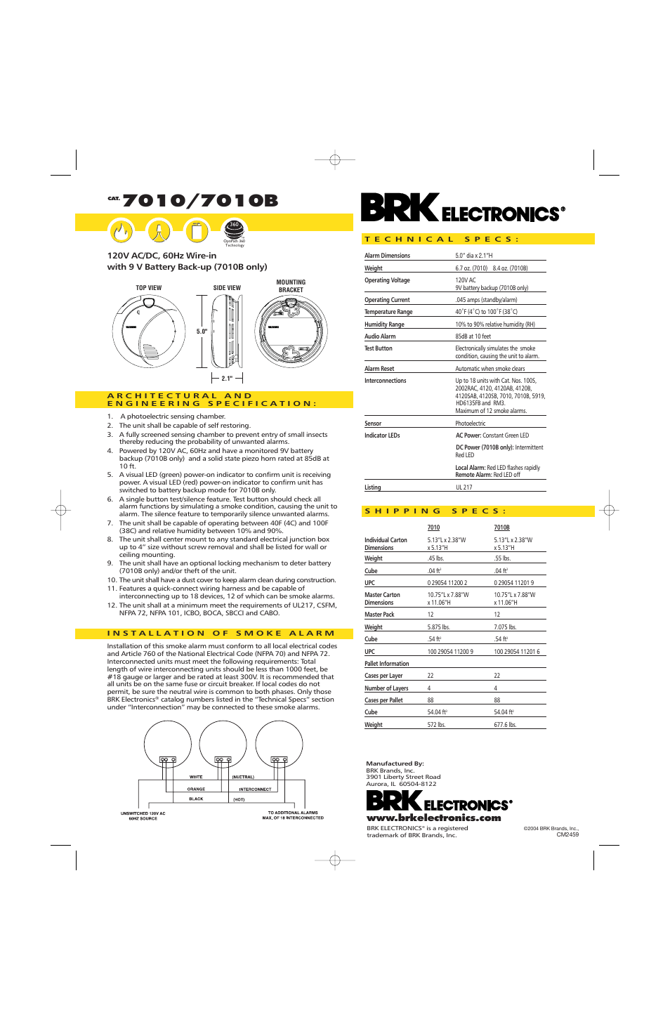 BRK electronic 7010 User Manual | Page 2 / 2