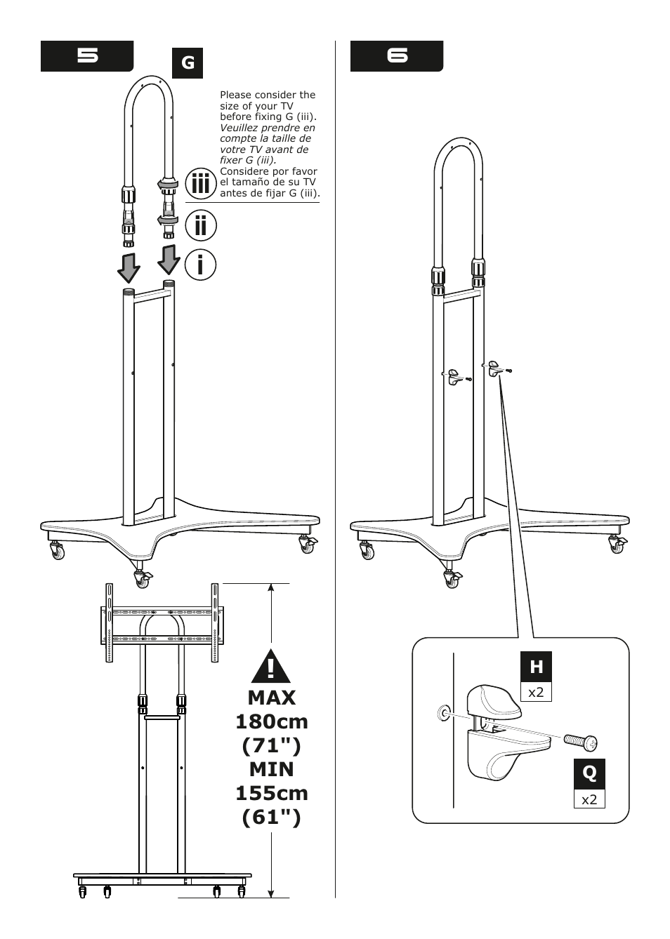 Ii iii | AVF Group WFSL600: Mobile TV Cart User Manual | Page 6 / 12