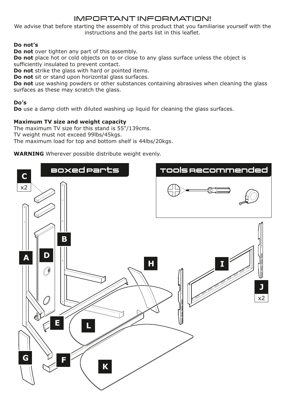 Important information | AVF Group FSL1050GAB: Garda User Manual | Page 2 / 8