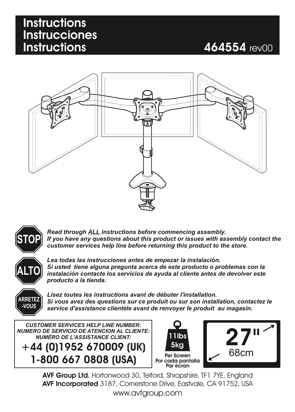 AVF Group MRC1304: Monitor Desk Mount User Manual | 12 pages