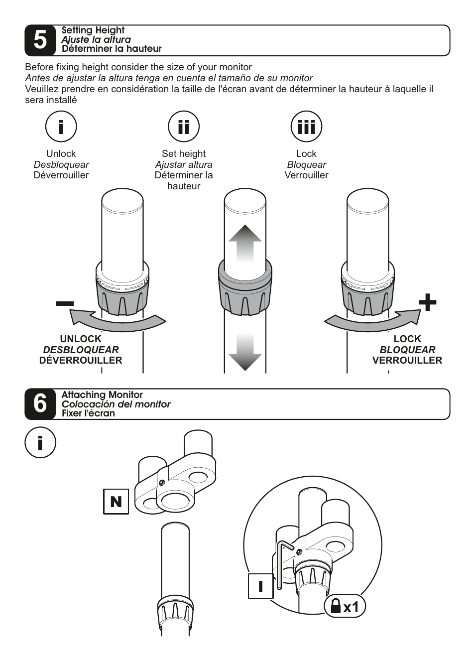 Iii i, Ix1 o o, Kx1 k x1 | AVF Group MRC1304: Monitor Desk Mount User Manual | Page 9 / 12