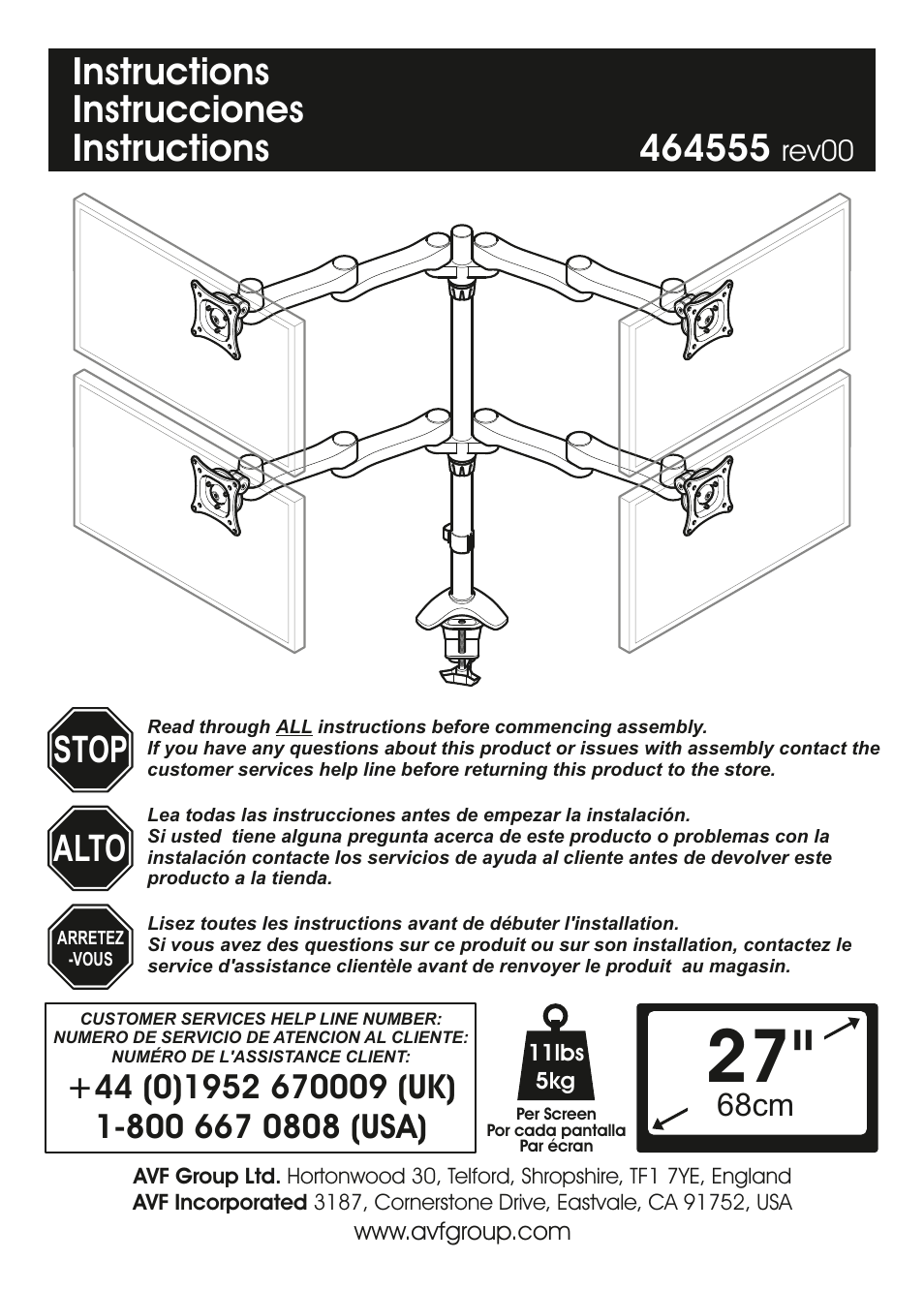 AVF Group MRC1404: Monitor Desk Mount User Manual | 12 pages