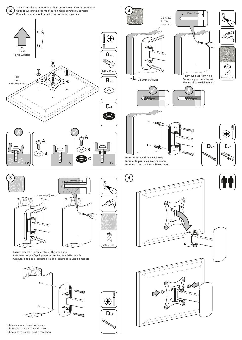Ab a b c | AVF Group MRL13: Monitor Wall Mount User Manual | Page 2 / 2