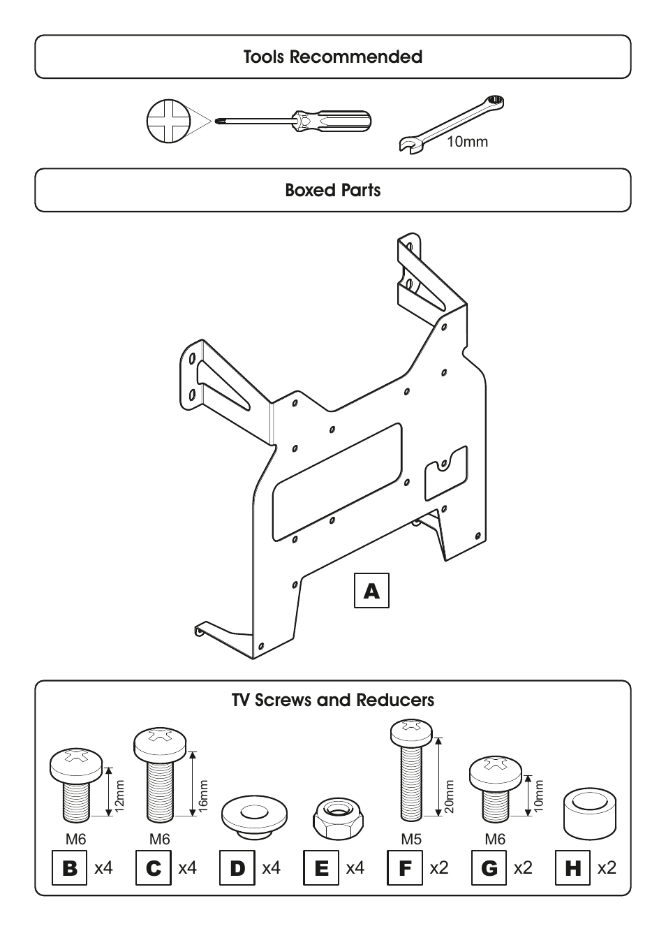 AVF Group P6441: Sony W7/W8 up to 50" TVs Adapter Kit User Manual | Page 2 / 4