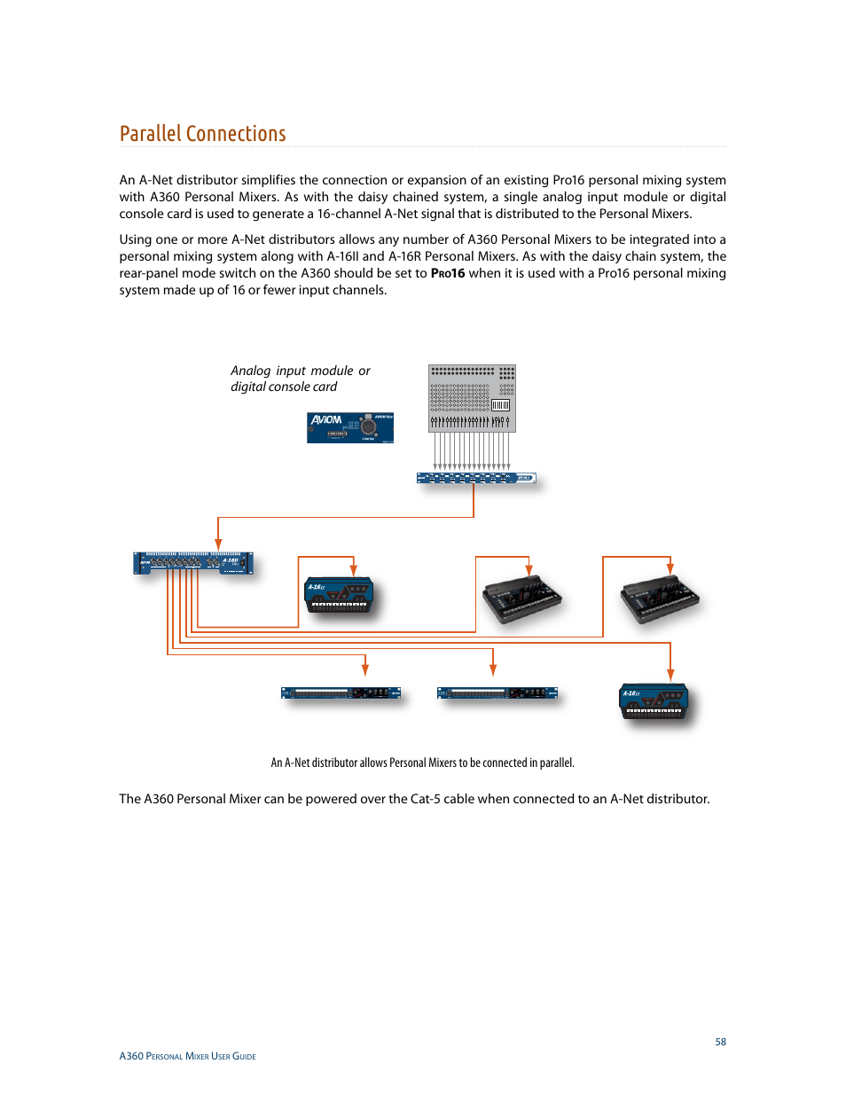 Parallel connections | Aviom A360 User Manual | Page 67 / 89