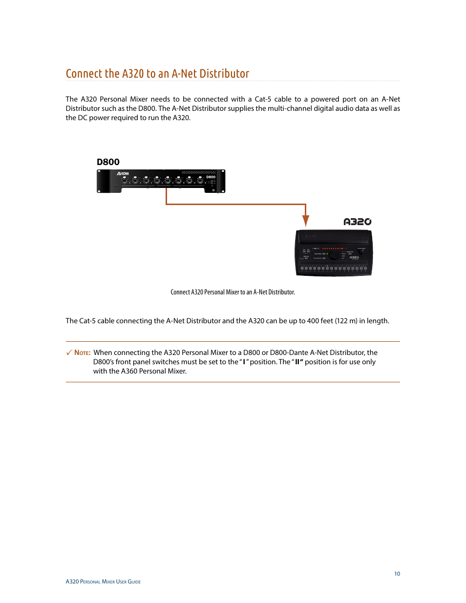 Connect the a320 to an a-net distributor, An-16/i, D800 | Aviom A320 User Manual | Page 19 / 66