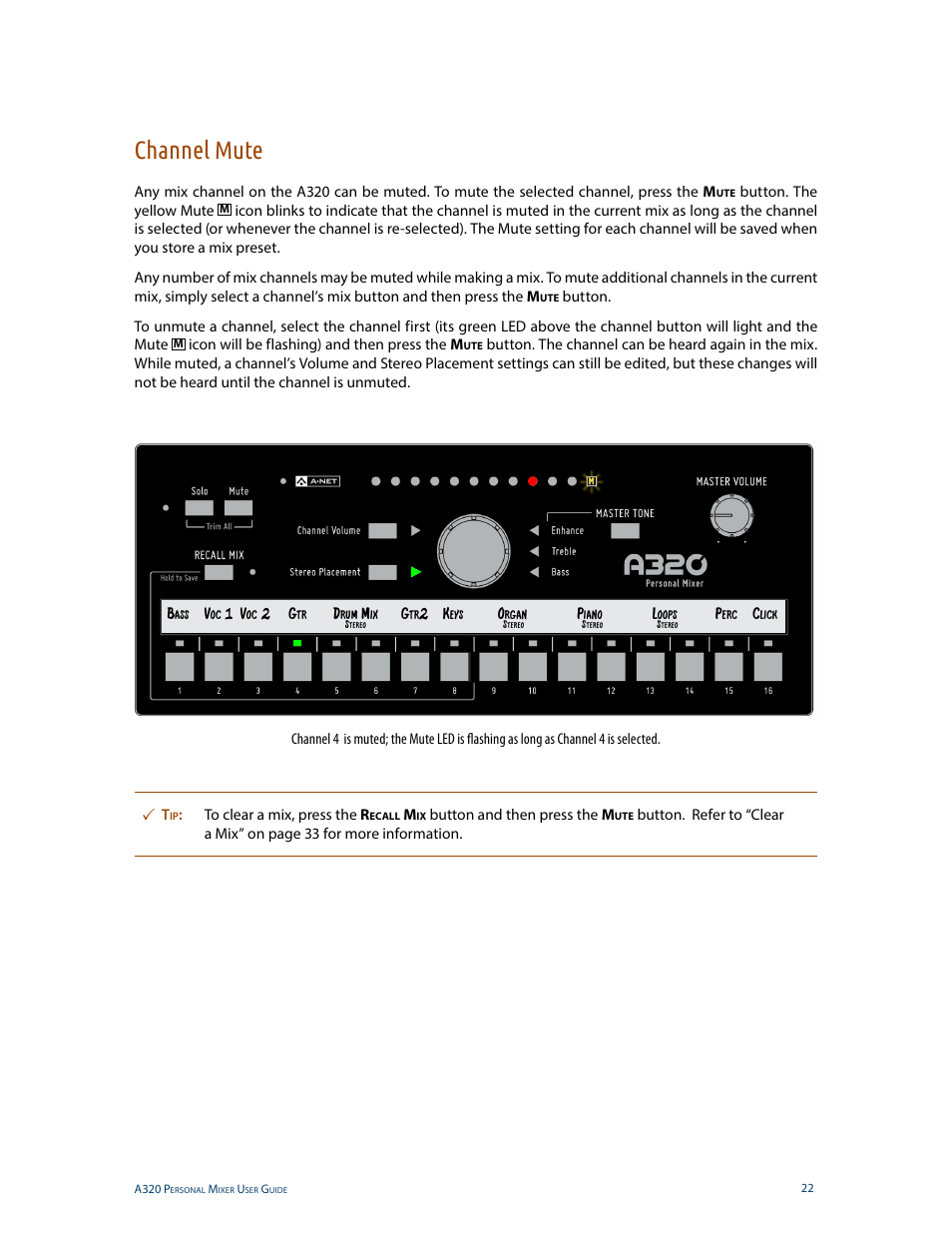 Channel mute | Aviom A320 User Manual | Page 31 / 66