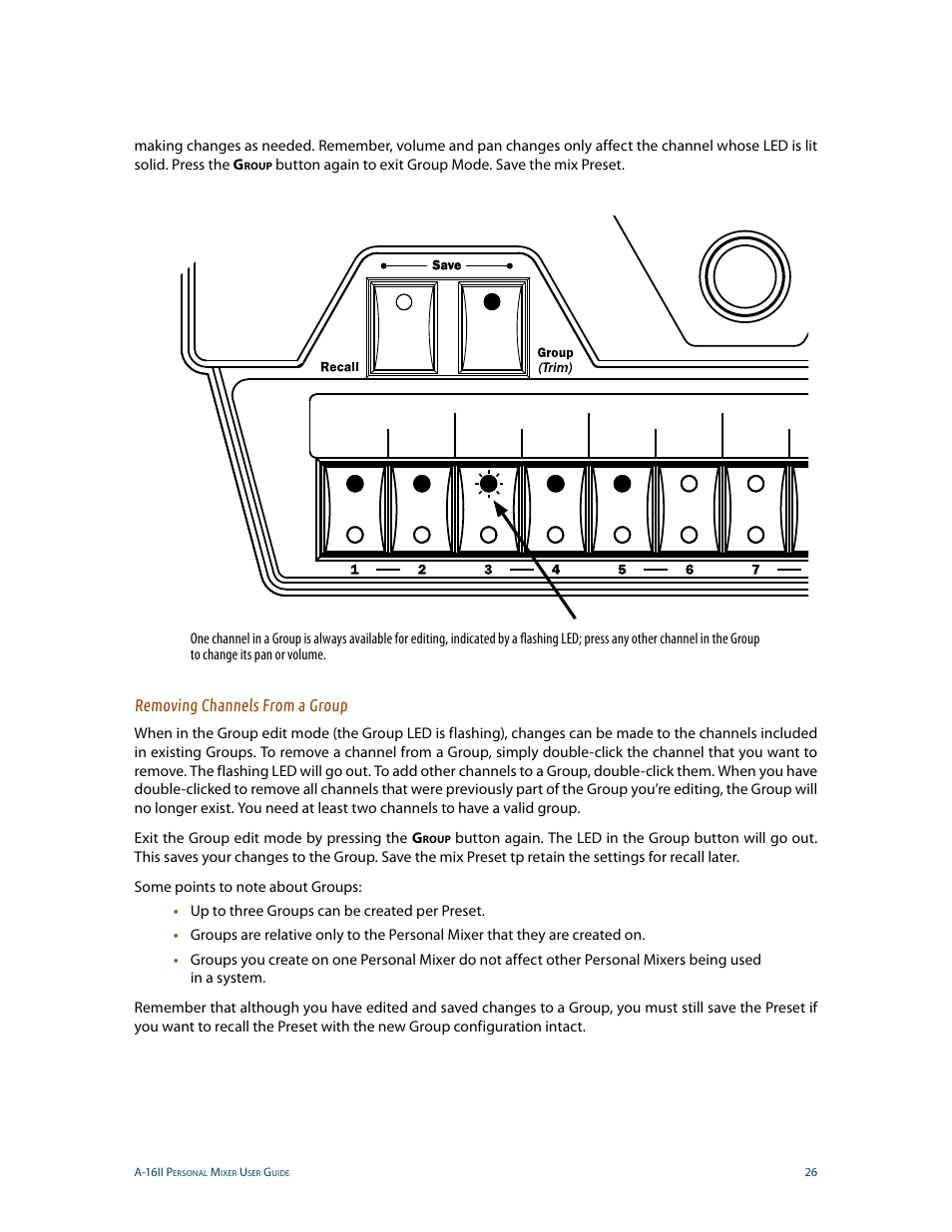 Removing channels from a group | Aviom A-16II User Manual | Page 34 / 53