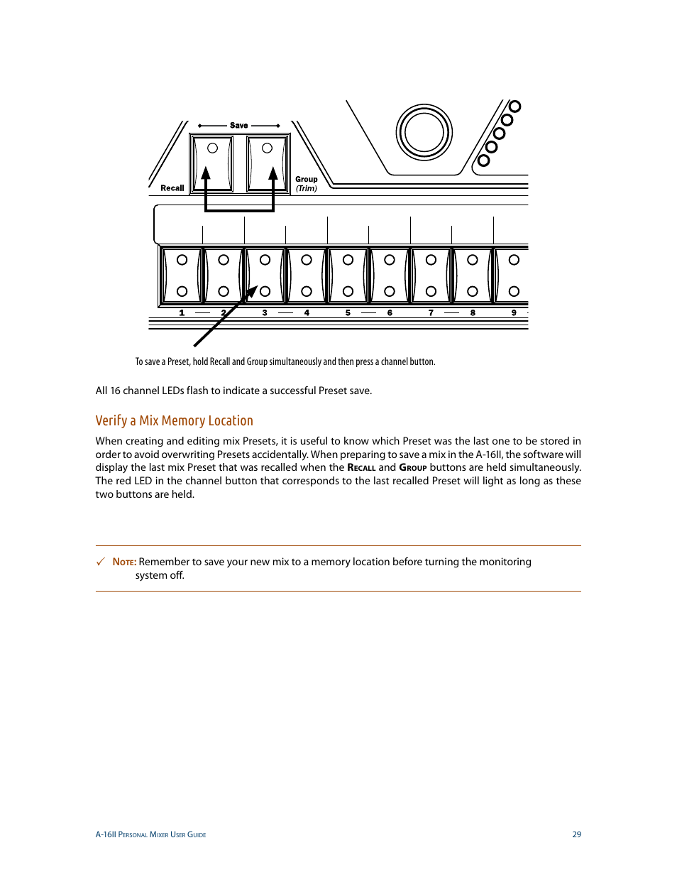 Verify a mix memory location | Aviom A-16II User Manual | Page 37 / 53
