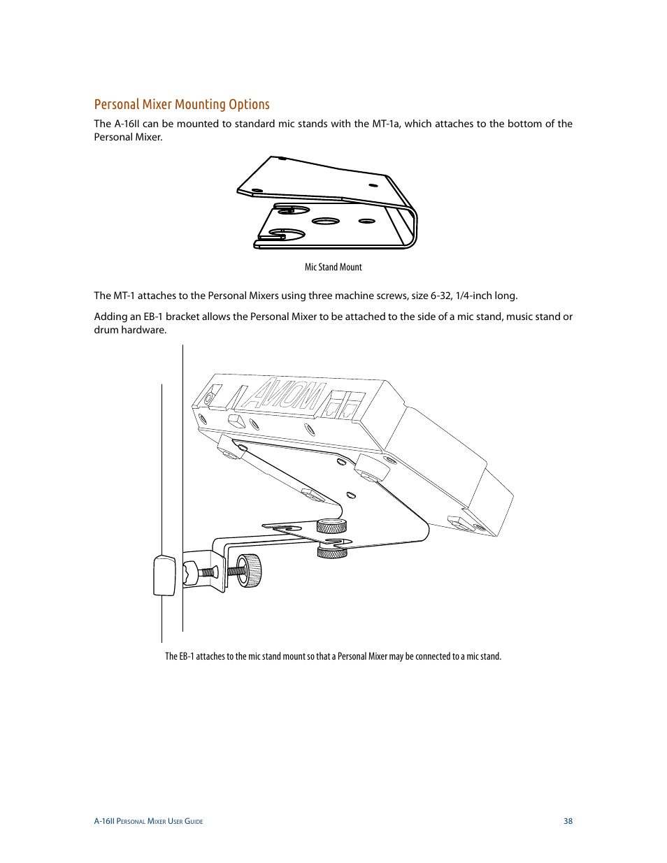 Personal mixer mounting options | Aviom A-16II User Manual | Page 46 / 53