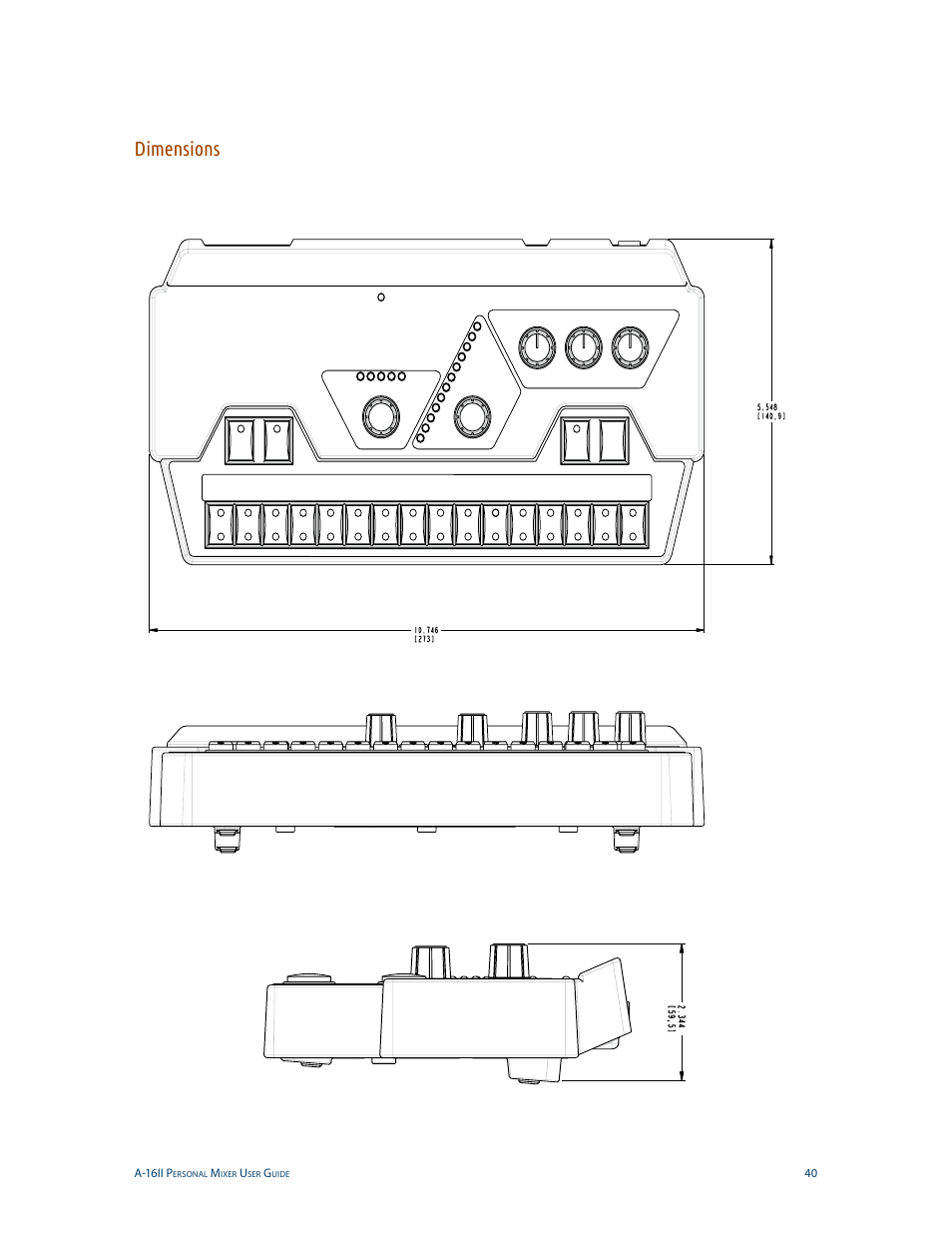 Dimensions | Aviom A-16II User Manual | Page 48 / 53