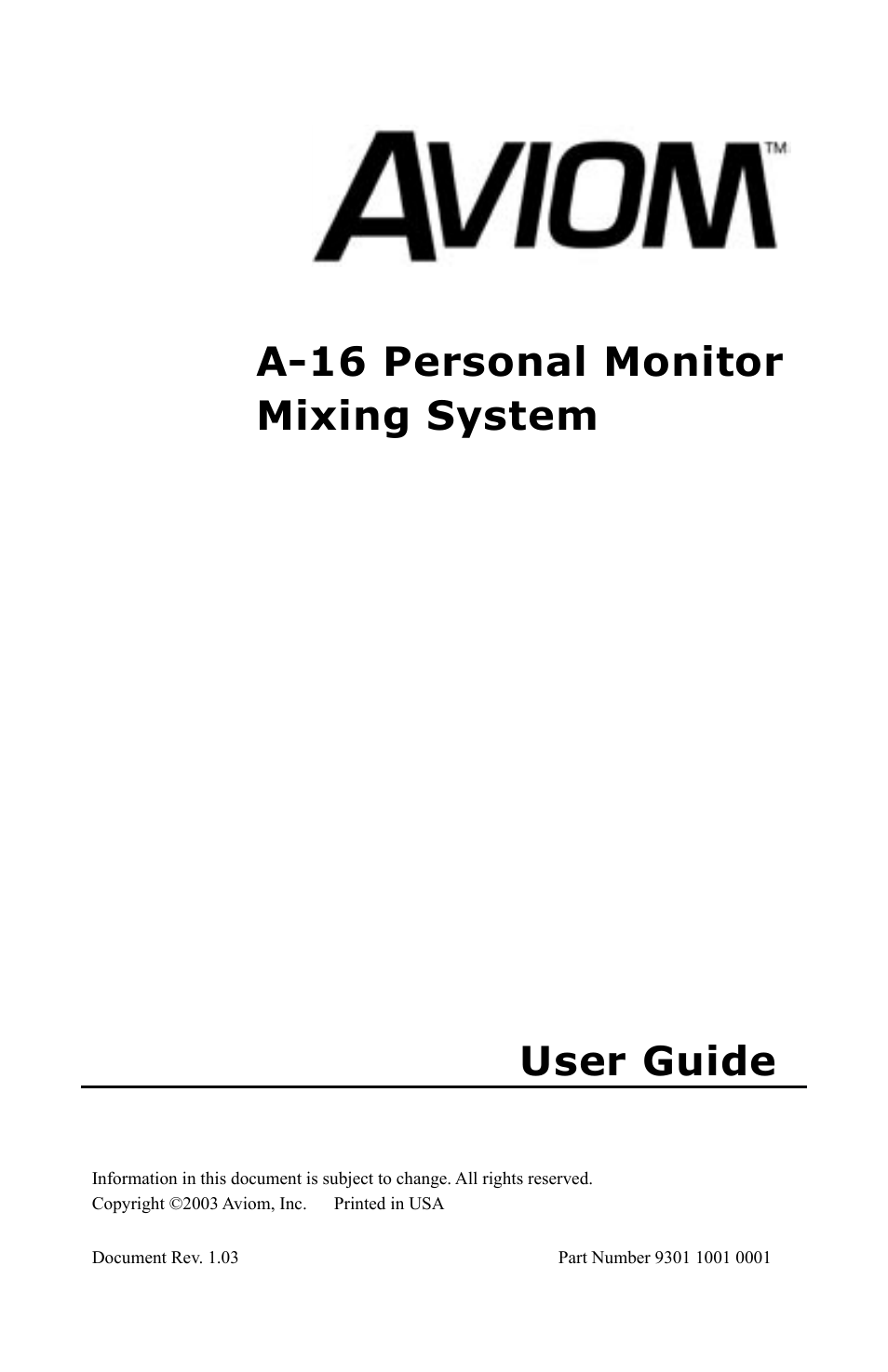 Aviom A-16 User Manual | 63 pages