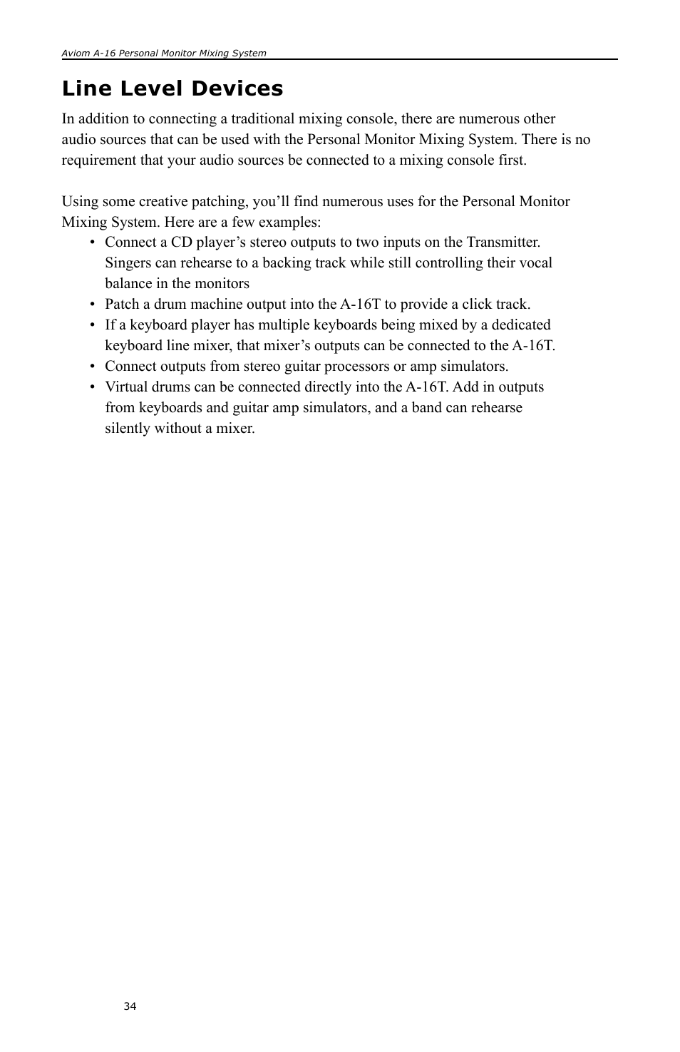 Line level devices | Aviom A-16 User Manual | Page 42 / 63