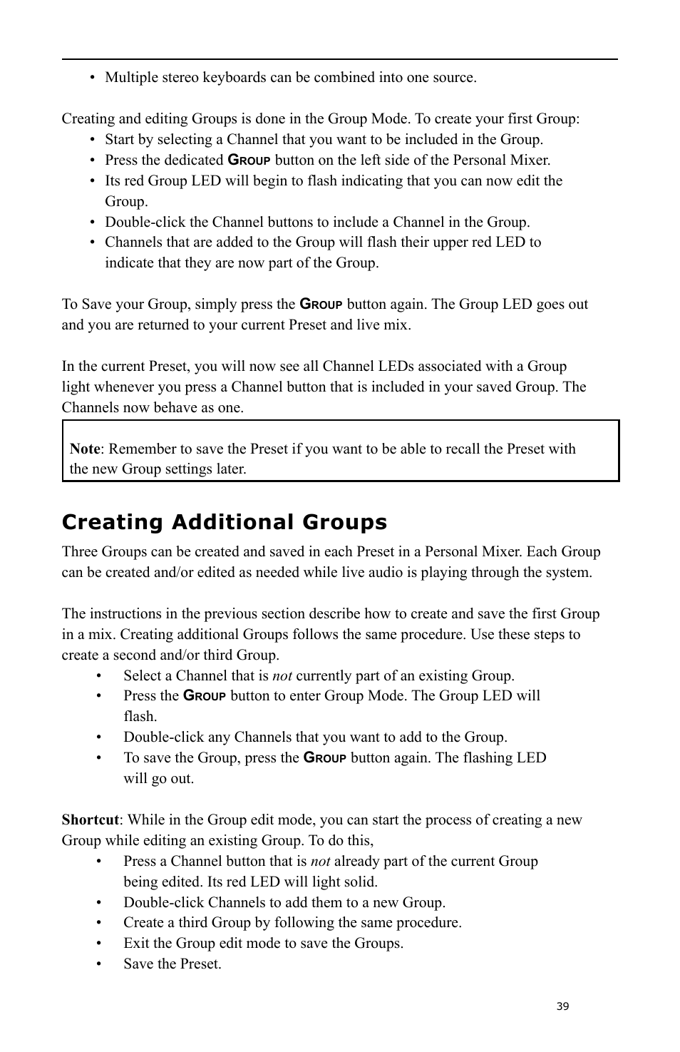 Creating additional groups | Aviom A-16 User Manual | Page 47 / 63