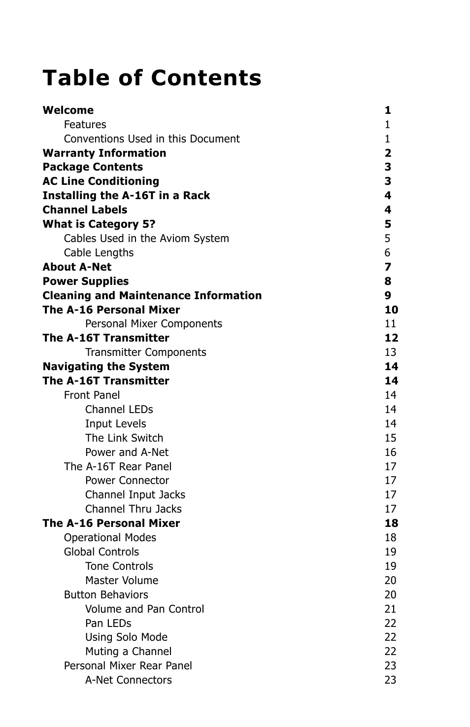 Aviom A-16 User Manual | Page 6 / 63