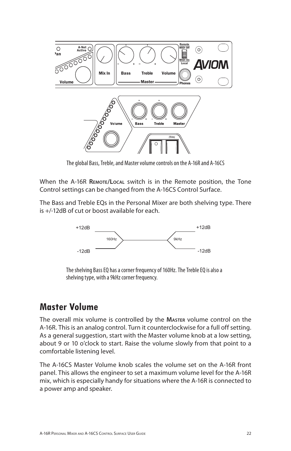 Master volume, Aa 6rr, The overall mix volume is controlled by the m | Aviom A-16R/A-16CS User Manual | Page 31 / 98