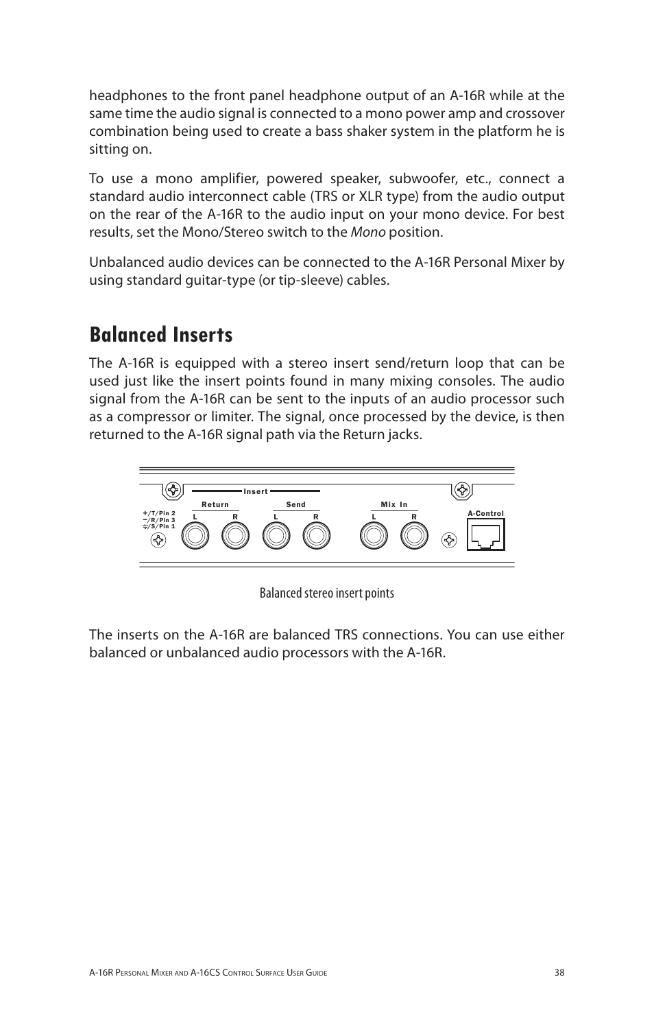 Balanced inserts, Aa 6rr | Aviom A-16R/A-16CS User Manual | Page 47 / 98