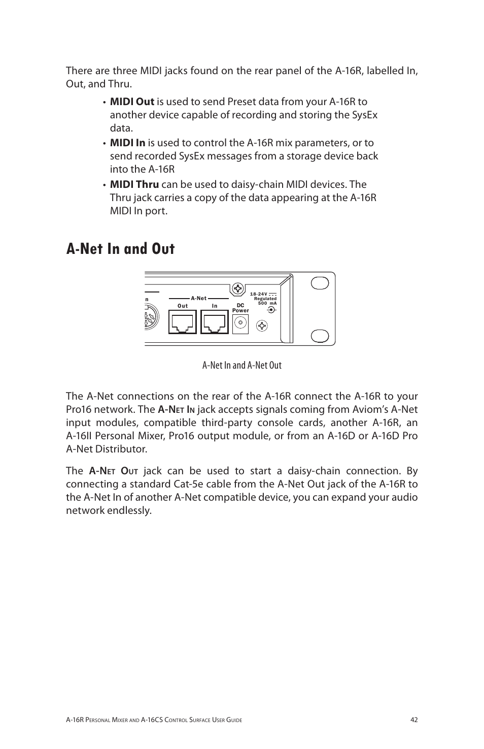 A-net in and out, A‑net in and out, Aa 6rr | Aviom A-16R/A-16CS User Manual | Page 51 / 98