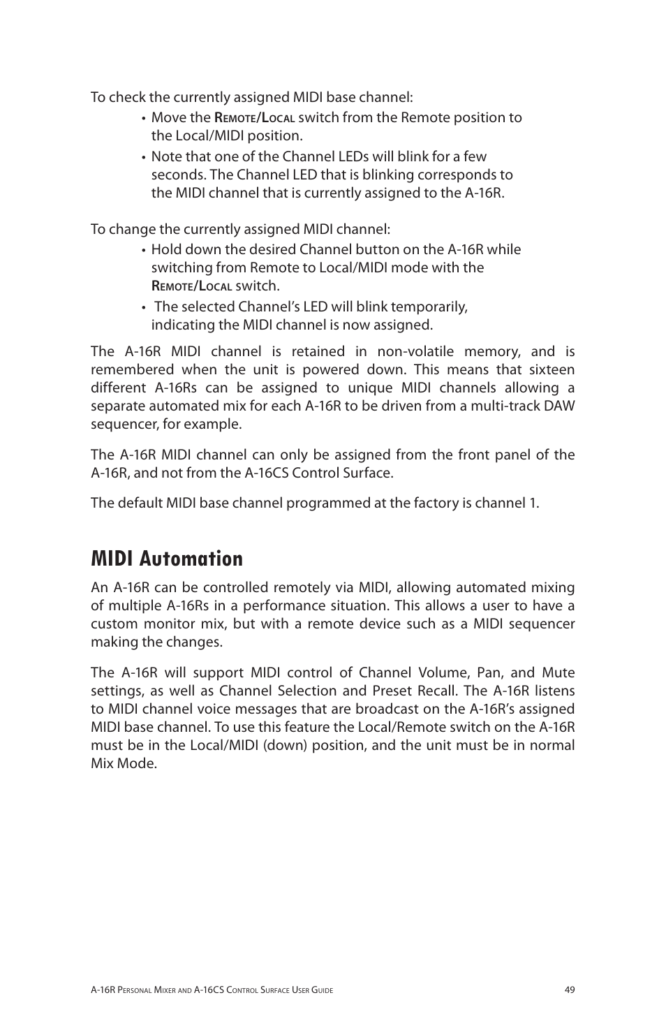Midi automation | Aviom A-16R/A-16CS User Manual | Page 58 / 98