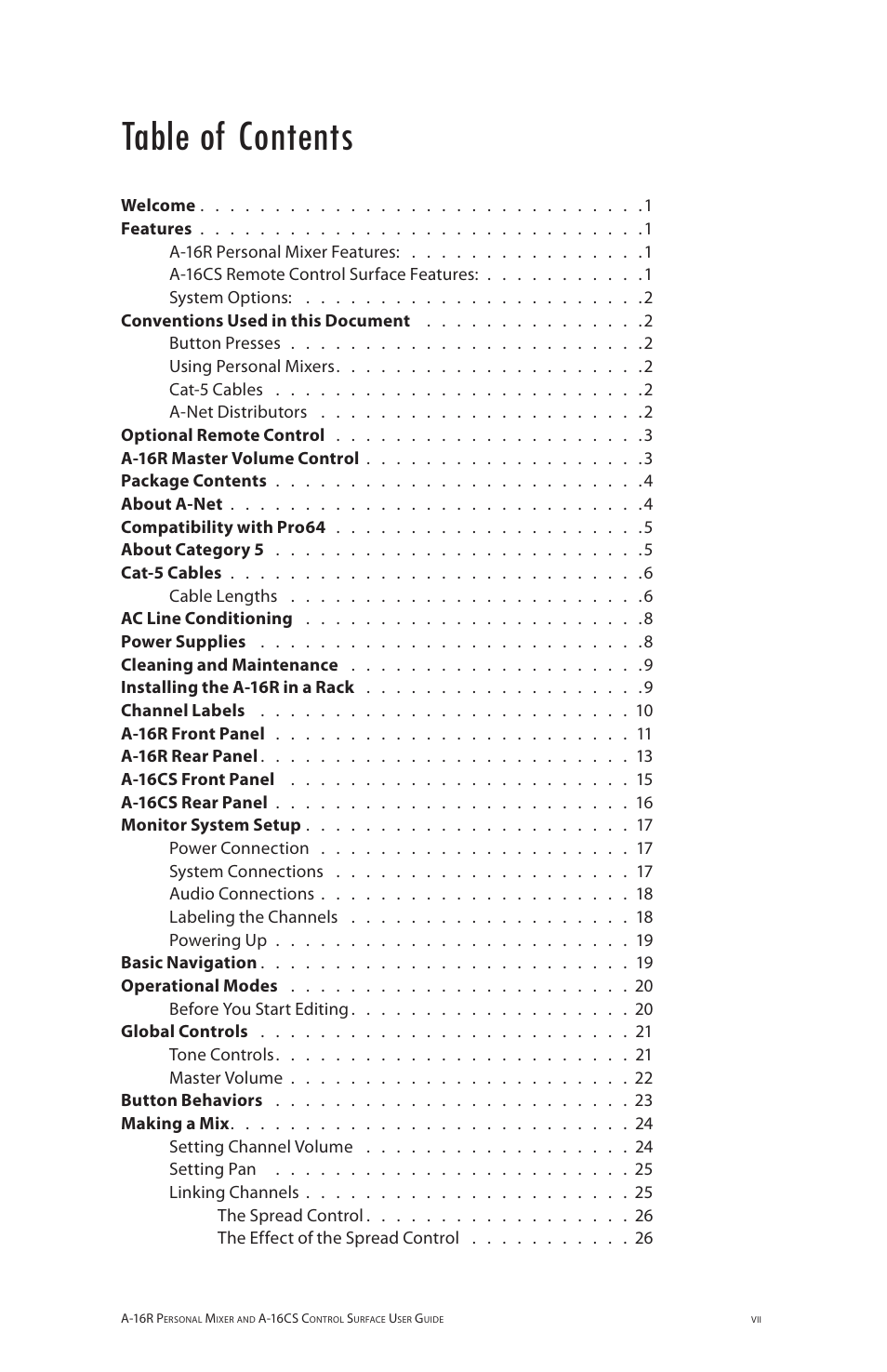 Aviom A-16R/A-16CS User Manual | Page 7 / 98