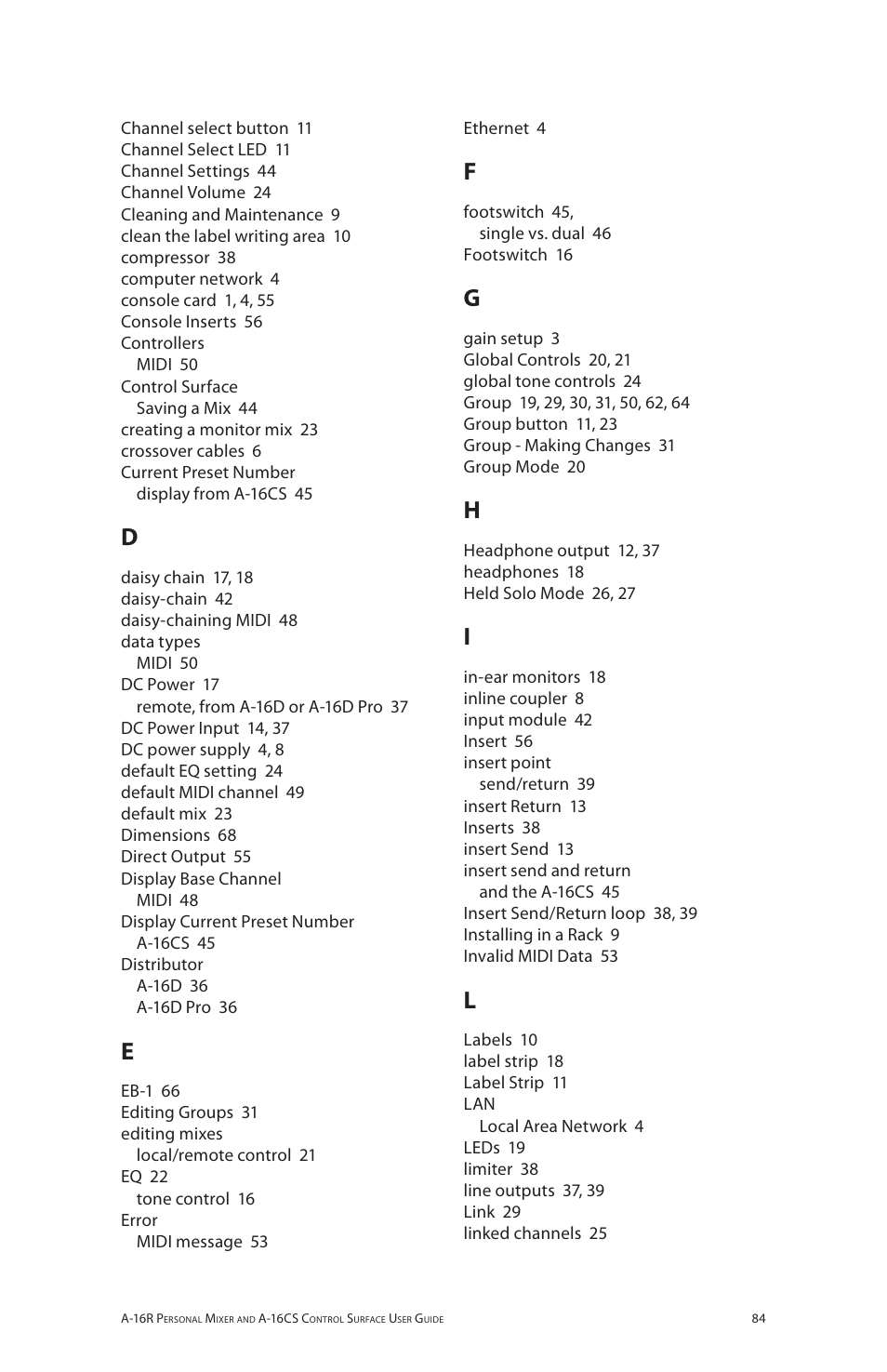 Aviom A-16R/A-16CS User Manual | Page 93 / 98