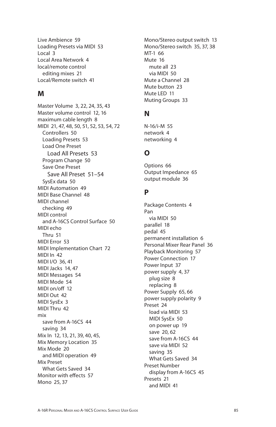Aviom A-16R/A-16CS User Manual | Page 94 / 98