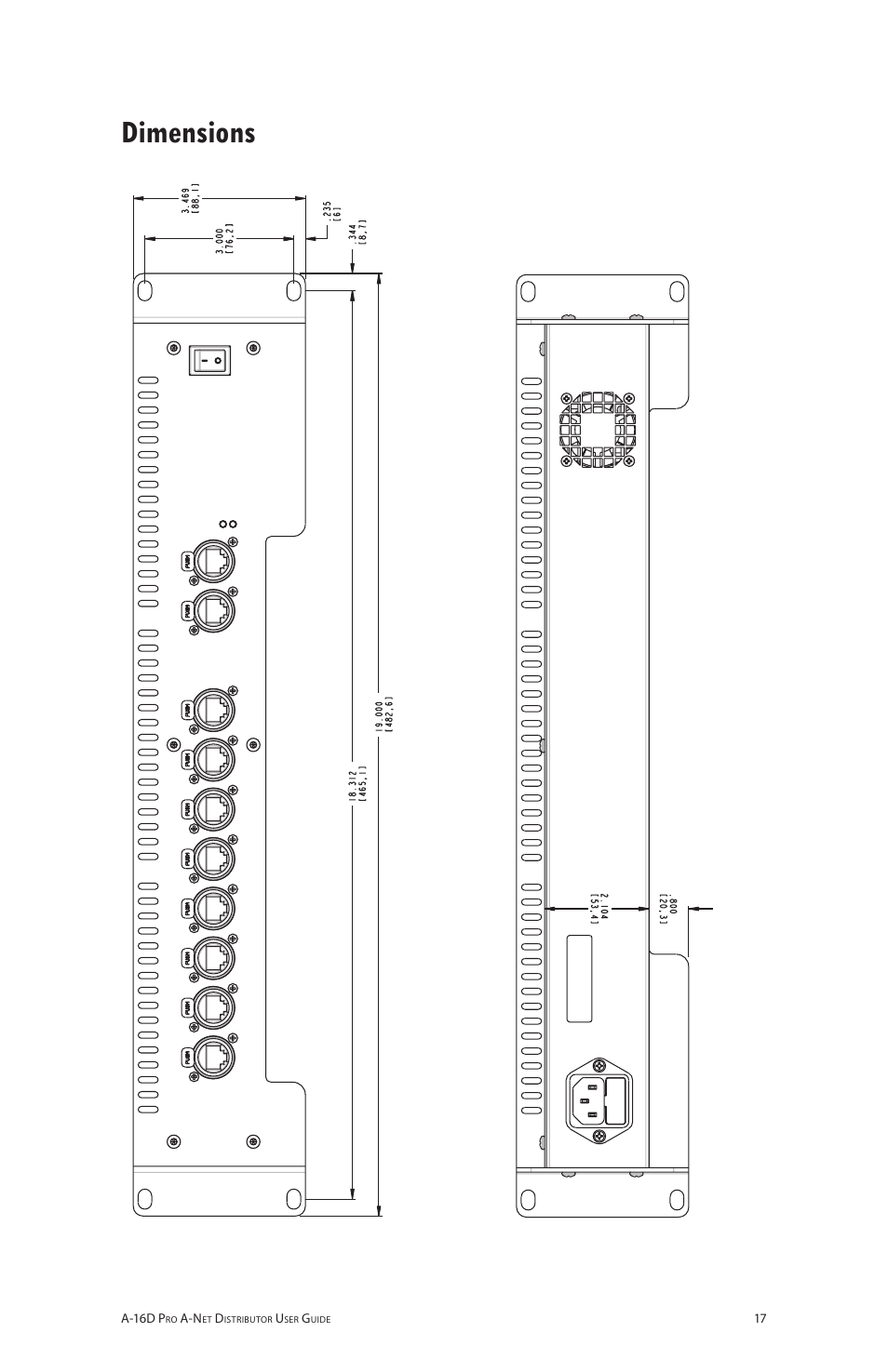 Dimensions | Aviom A-16D Pro User Manual | Page 24 / 29