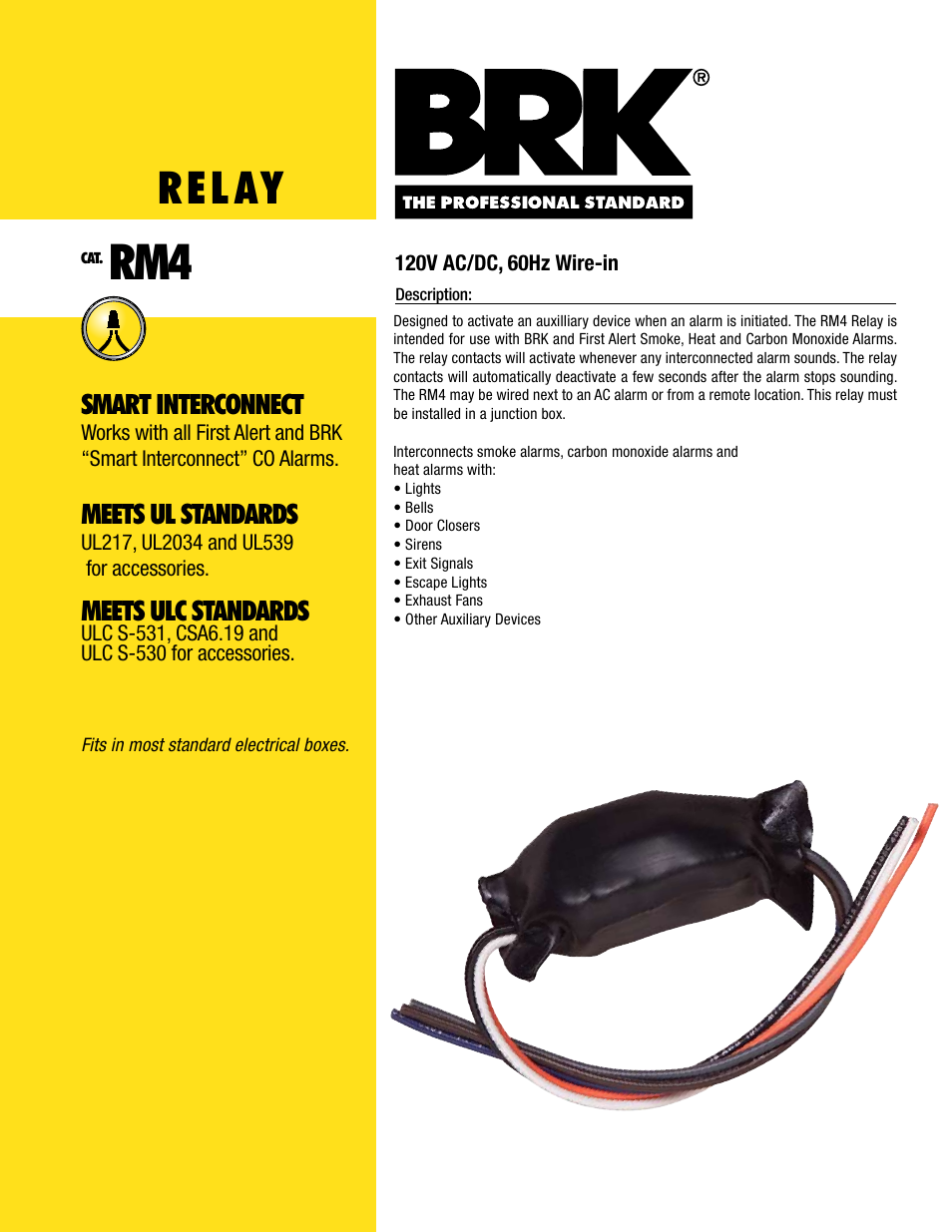 BRK electronic First Alert RM4 User Manual | 2 pages