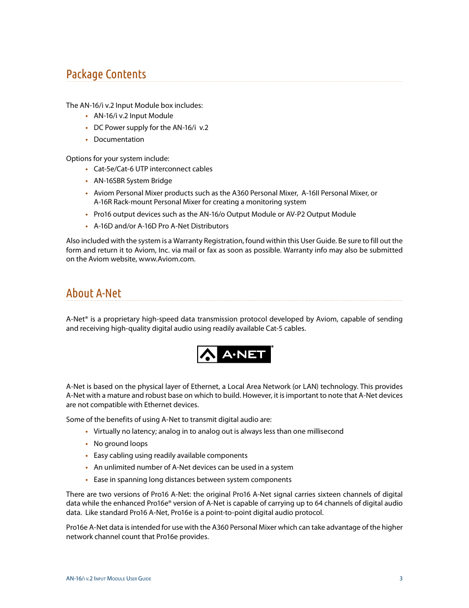 Package contents, About a-net, Package contents about a-net | Aviom AN-16/i v.2 User Manual | Page 11 / 63