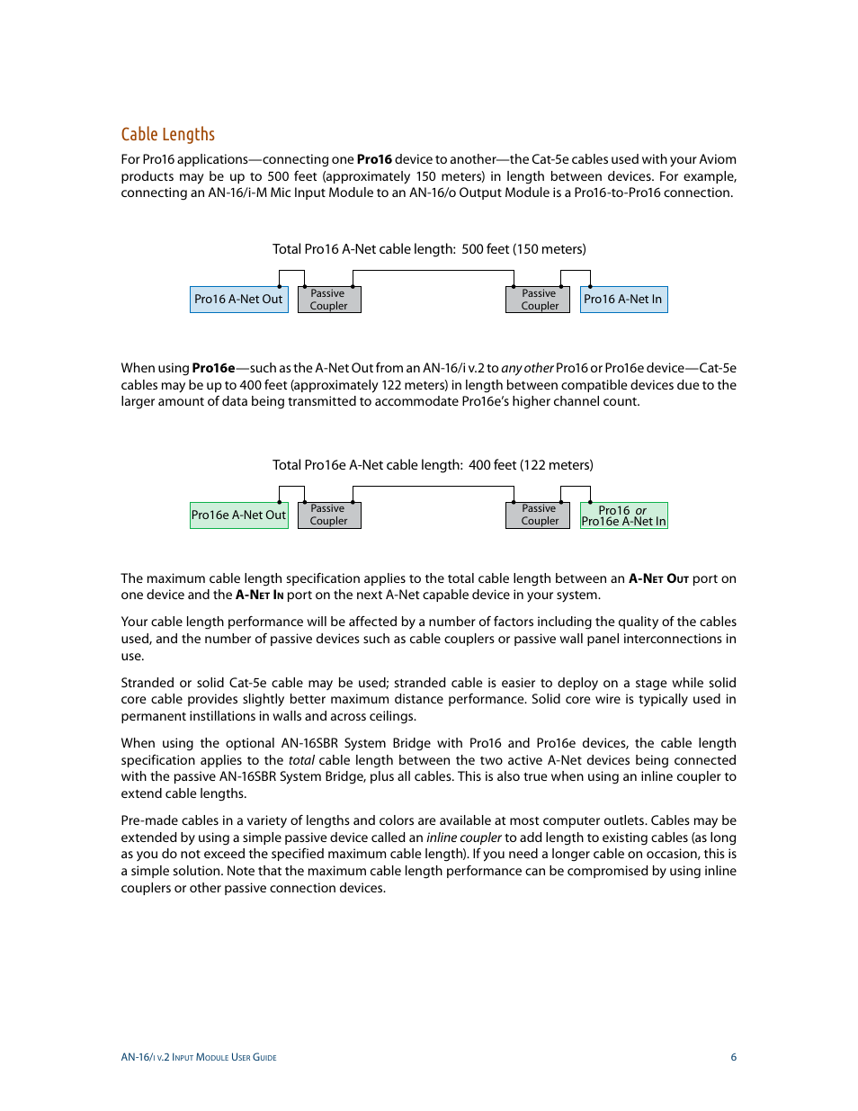 Cable lengths | Aviom AN-16/i v.2 User Manual | Page 14 / 63