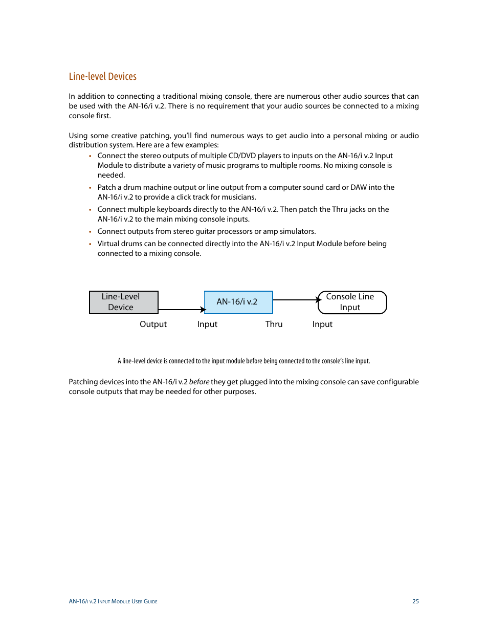 Line-level devices | Aviom AN-16/i v.2 User Manual | Page 33 / 63