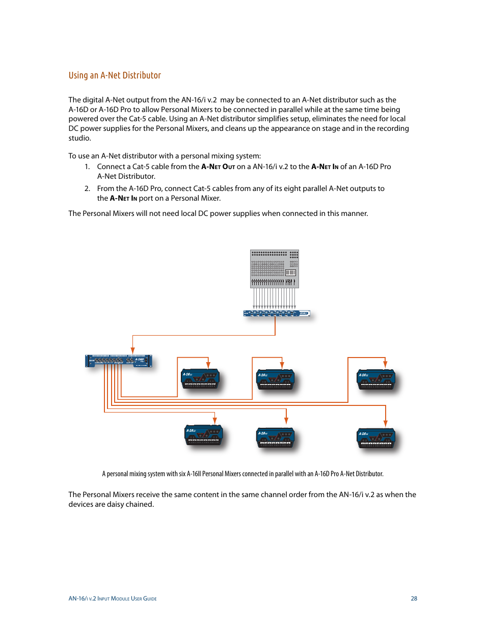 Using an a-net distributor | Aviom AN-16/i v.2 User Manual | Page 36 / 63