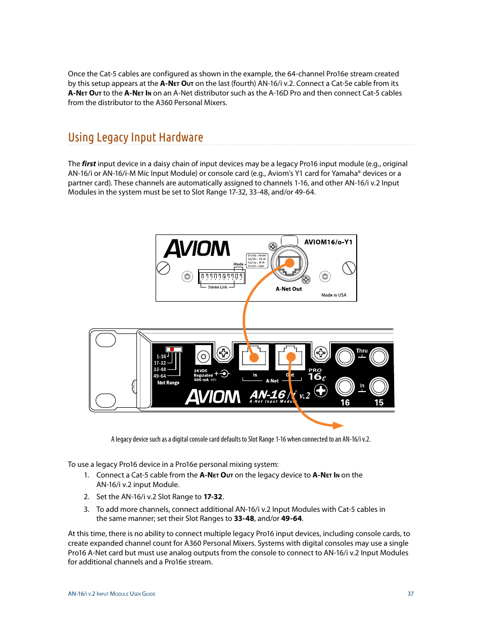 Using legacy input hardware | Aviom AN-16/i v.2 User Manual | Page 45 / 63